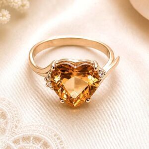 Silver Tone Imitation Topaz Heart Shaped Solitaire Fashion Ring Size 11